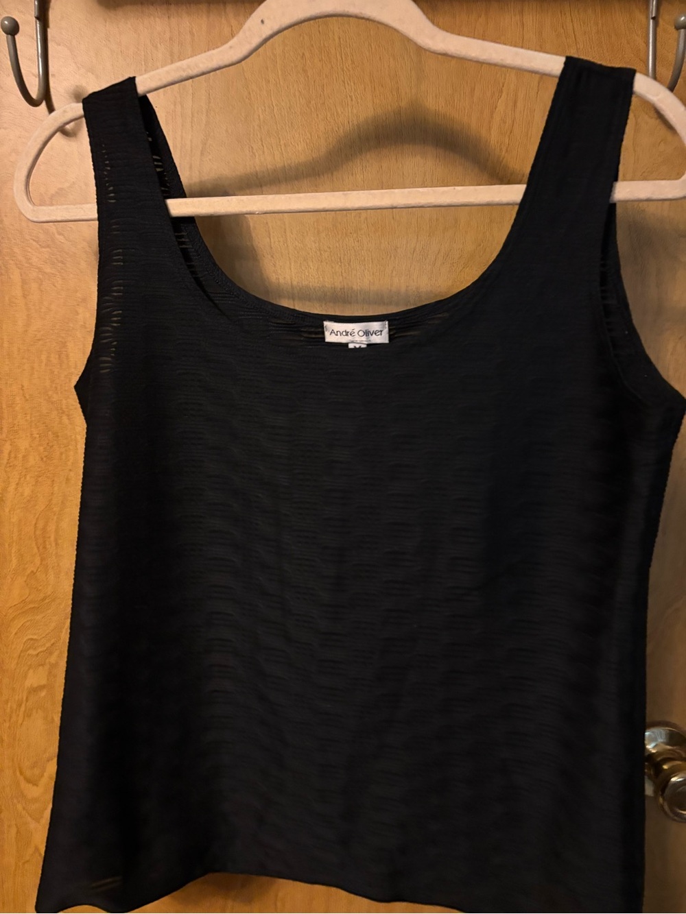 Andre Oliver Black Textured Scoop Neck Tank